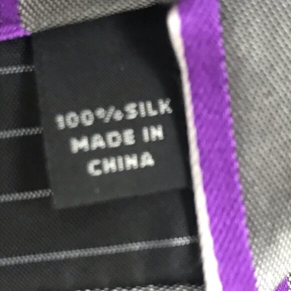 2 Express Silk Ties Orange & Purple Diamond Check and Grey Purple & White Stripe - Picture 6 of 6